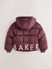 Baker by Ted Baker Berry Red Shower Resistant Ruched Tie Short Padded Coat - Image 12 of 19