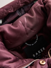 Baker by Ted Baker Berry Red Shower Resistant Ruched Tie Short Padded Coat - Image 14 of 19