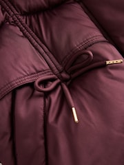 Baker by Ted Baker Berry Red Shower Resistant Ruched Tie Short Padded Coat - Image 15 of 19