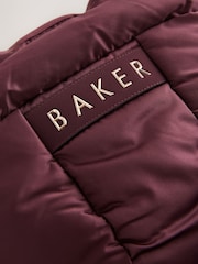 Baker by Ted Baker Berry Red Shower Resistant Ruched Tie Short Padded Coat - Image 19 of 19