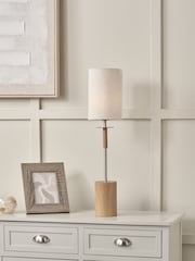 Pacific Natural Bonham Wood Veneer Metal Table Lamp - Image 1 of 6