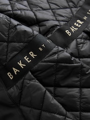 Baker by Ted Baker Shower Resistant Shirred Waist Black Raincoat - Image 10 of 28