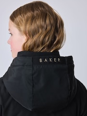Baker by Ted Baker Shower Resistant Shirred Waist Black Raincoat - Image 16 of 28