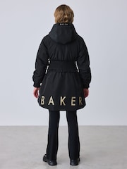 Baker by Ted Baker Shower Resistant Shirred Waist Black Raincoat - Image 19 of 28
