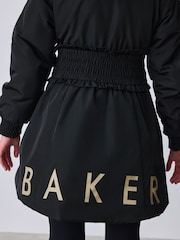 Baker by Ted Baker Shower Resistant Shirred Waist Black Raincoat - Image 20 of 28