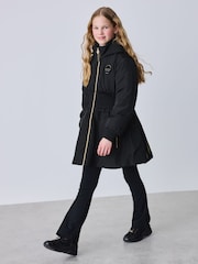 Baker by Ted Baker Shower Resistant Shirred Waist Black Raincoat - Image 21 of 28