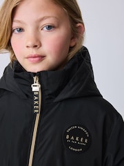 Baker by Ted Baker Shower Resistant Shirred Waist Black Raincoat - Image 25 of 28