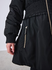 Baker by Ted Baker Shower Resistant Shirred Waist Black Raincoat - Image 27 of 28
