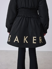 Baker by Ted Baker Shower Resistant Shirred Waist Black Raincoat - Image 28 of 28