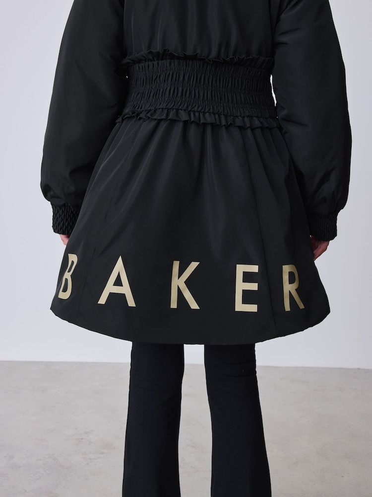 Baker by Ted Baker Shower Resistant Shirred Waist Black Raincoat - Image 28 of 28 Baker by Ted Baker Shower Resistant Shirred Waist Black Raincoat - Image 28 of 28