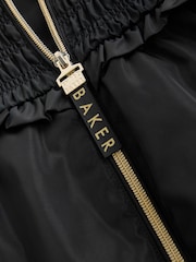 Baker by Ted Baker Shower Resistant Shirred Waist Black Raincoat - Image 3 of 28