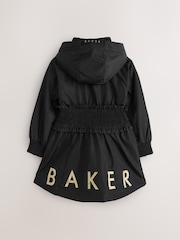 Baker by Ted Baker Shower Resistant Shirred Waist Black Raincoat - Image 4 of 28