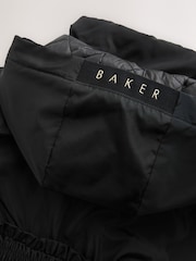 Baker by Ted Baker Shower Resistant Shirred Waist Black Raincoat - Image 5 of 28