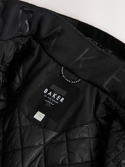 Baker by Ted Baker Shower Resistant Shirred Waist Black Raincoat - Image 6 of 28