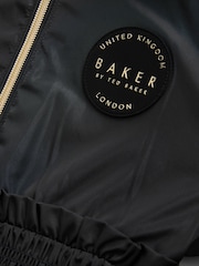 Baker by Ted Baker Shower Resistant Shirred Waist Black Raincoat - Image 7 of 28