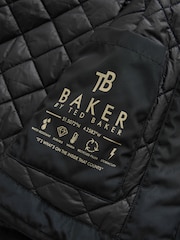 Baker by Ted Baker Shower Resistant Shirred Waist Black Raincoat - Image 9 of 28