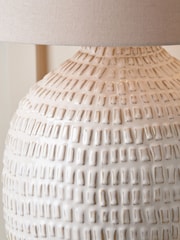 Pacific White Signe Linear Textured Ceramic Table Lamp - Image 3 of 5