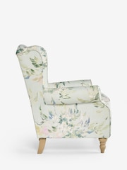 Relaxed Linen Look Feminine Floral Green Sherlock Highback Armchair - Image 7 of 9