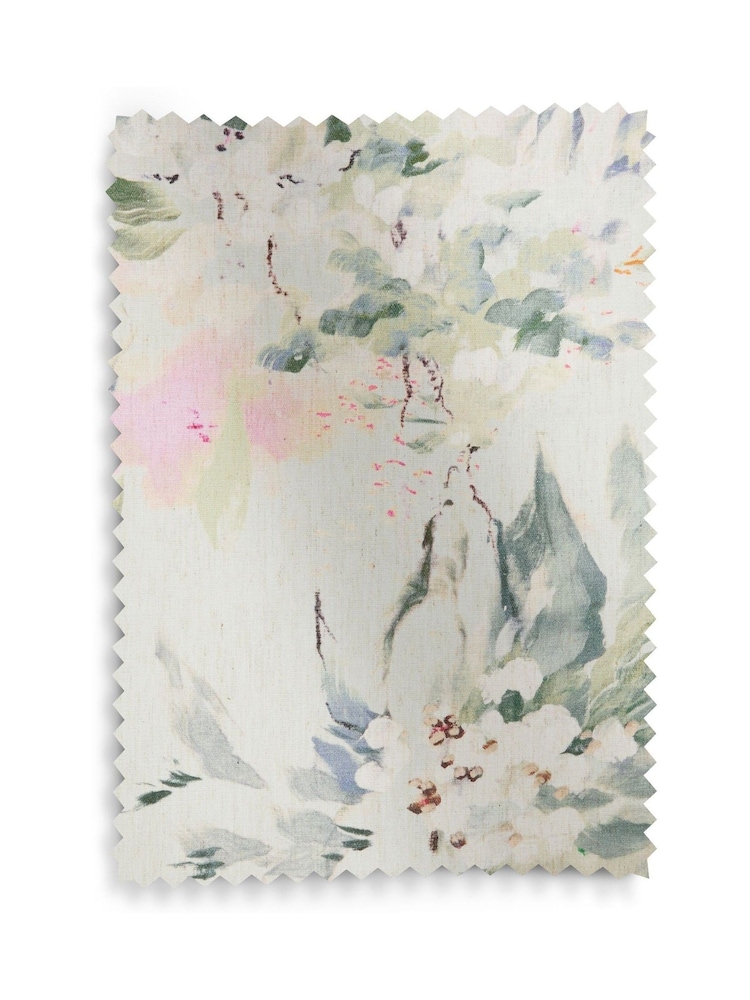 Relaxed Linen Look Feminine Floral Green Sherlock Highback Armchair - Image 9 of 9