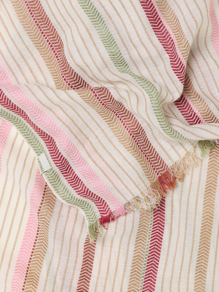 FatFace Natural Spice Trail Stripe Scarf - Image 2 of 2 FatFace Natural Spice Trail Stripe Scarf - Image 2 of 2