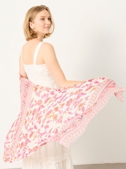 FatFace Pink Floral Border Lightweight Scarf - Image 2 of 3
