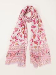 FatFace Pink Floral Border Lightweight Scarf - Image 3 of 3