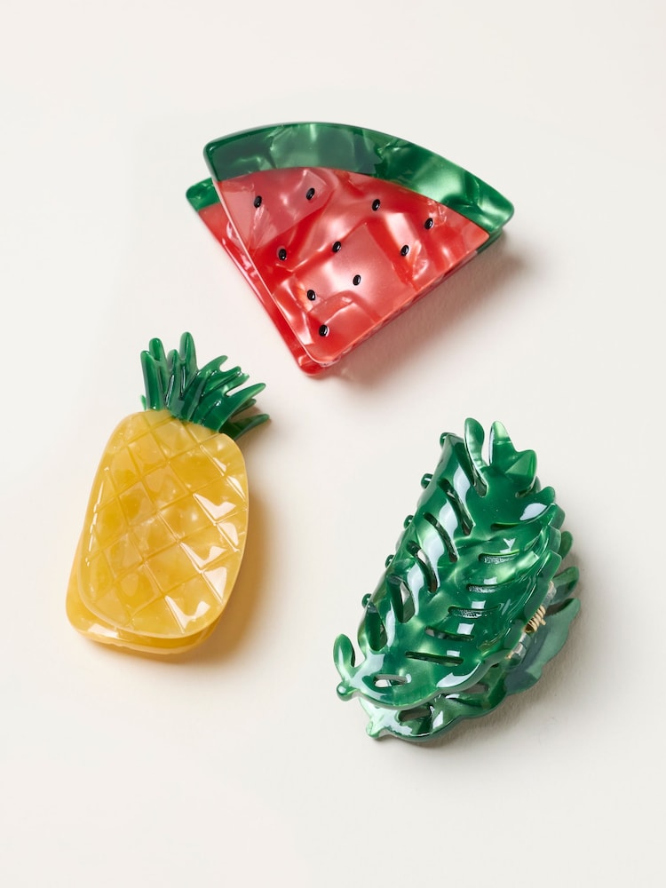 FatFace Multi 3 Pack Tropical Claw Clips - Image 1 of 2