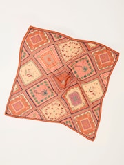 FatFace Orange Patchwork Square Scarf - Image 2 of 3