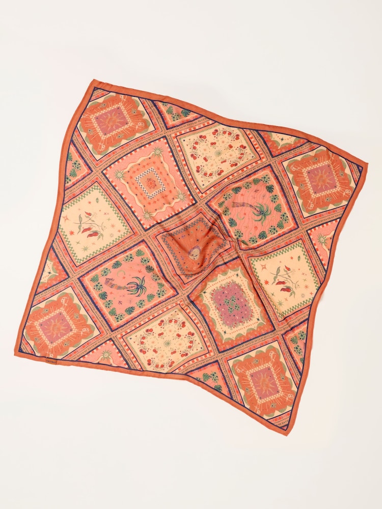 FatFace Orange Patchwork Square Scarf - Image 2 of 3