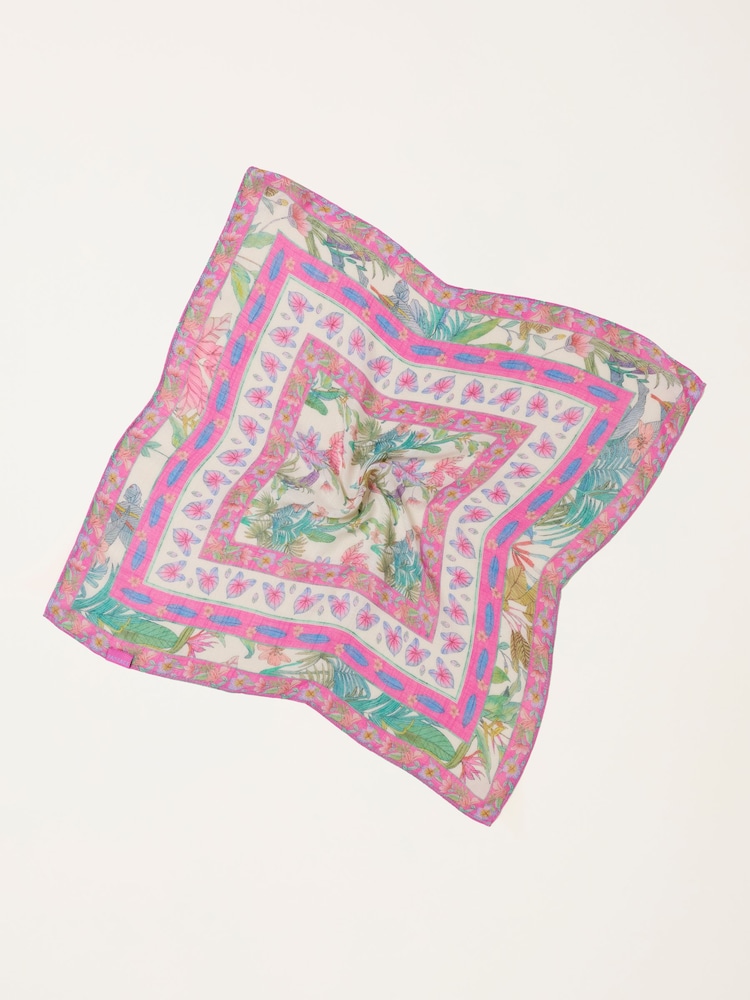 FatFace Pink Tropical Square Scarf - Image 2 of 3