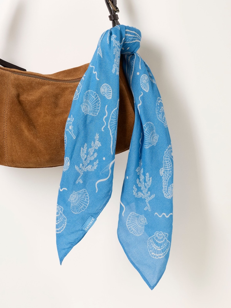 FatFace Blue Sealife Square Scarf - Image 3 of 3 FatFace Blue Sealife Square Scarf - Image 3 of 3