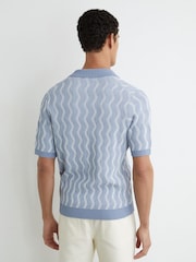 Reiss Soft Blue Johnny Wave-Knit Cuban-Collar Shirt - Image 5 of 6
