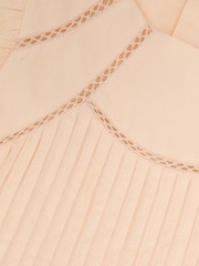 Reiss Peach Susie Cotton Pintuck Cap-Sleeve Dress - Image 4 of 4