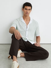 Reiss Soft Sage Johnny Wave-Knit Cuban-Collar Shirt - Image 3 of 6