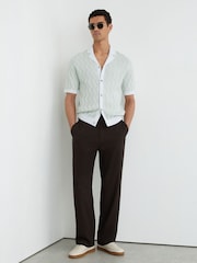 Reiss Soft Sage Johnny Wave-Knit Cuban-Collar Shirt - Image 4 of 6