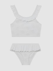 Reiss White Maxine Broderie Peplum Bikini Set - Image 1 of 3