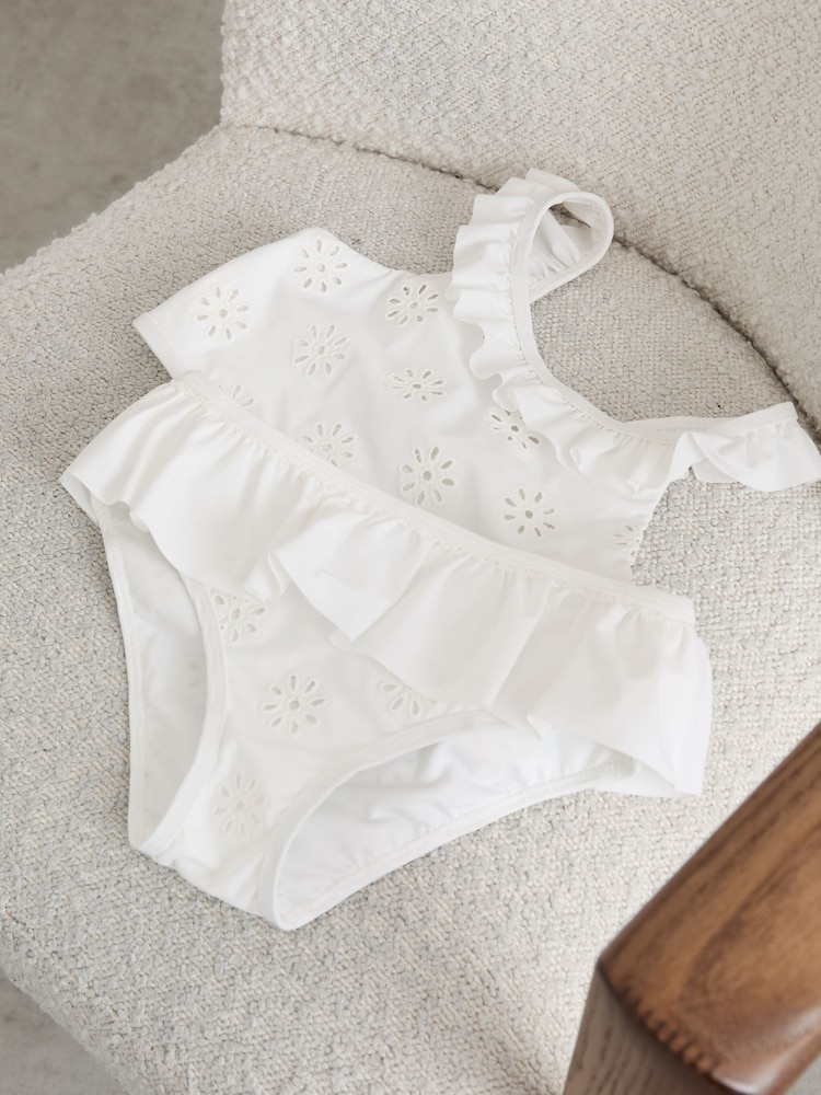 Reiss White Maxine Broderie Peplum Bikini Set - Image 2 of 3