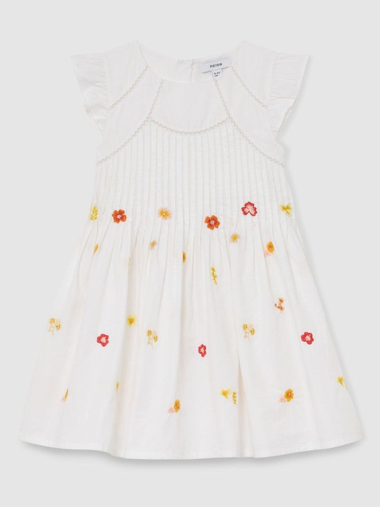 Reiss Susie Cotton Embroidered Pintuck Dress - Image 2 of 4