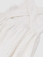 Reiss White Malia 13-14 yrs Cotton Broderie Cross-Back Dress - Image 5 of 5