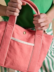 Joules Coral Pink Mini Crossbody Cotton Tote Bag - Image 3 of 8
