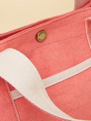 Joules Coral Pink Mini Crossbody Cotton Tote Bag - Image 8 of 8