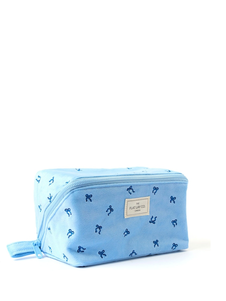The Flat Lay Co. Embroidered Velvet Open Flat Box Makeup Bag - Image 2 of 10 The Flat Lay Co. Embroidered Velvet Open Flat Box Makeup Bag - Image 2 of 10