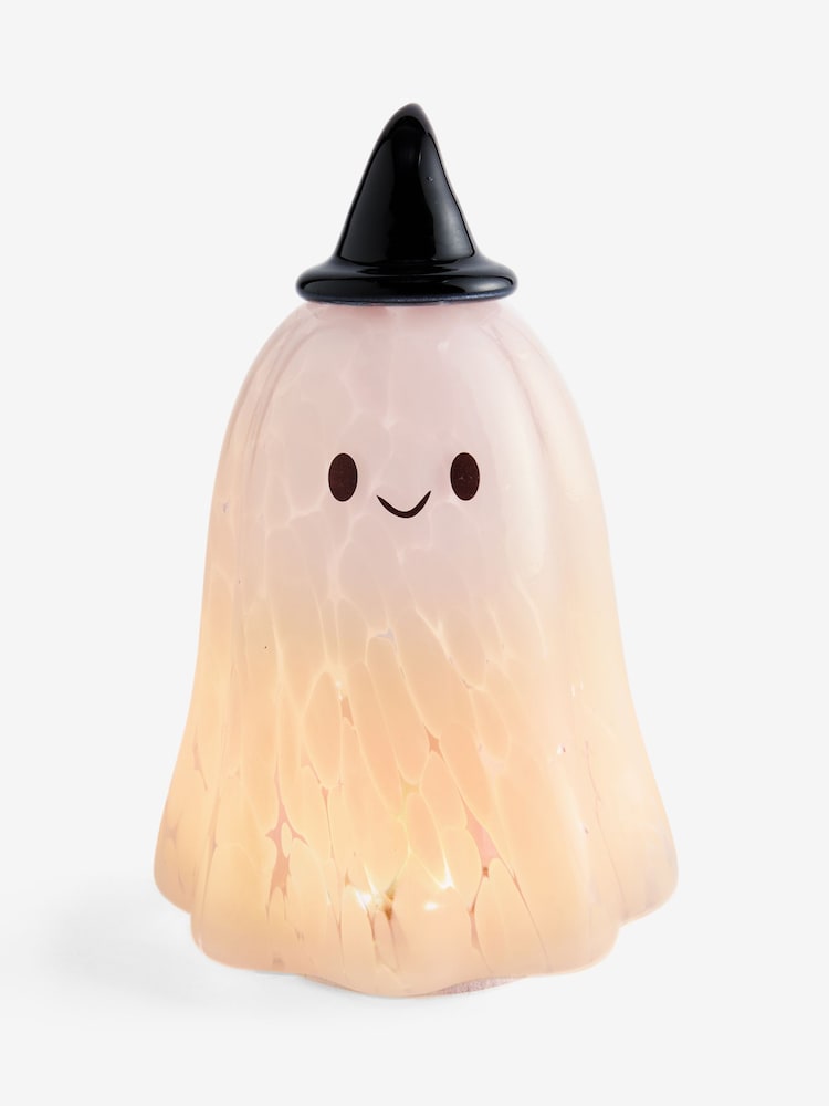 Pink Light Up Confetti Glass Ghost Halloween Decoration - Image 3 of 3 Pink Light Up Confetti Glass Ghost Halloween Decoration - Image 3 of 3