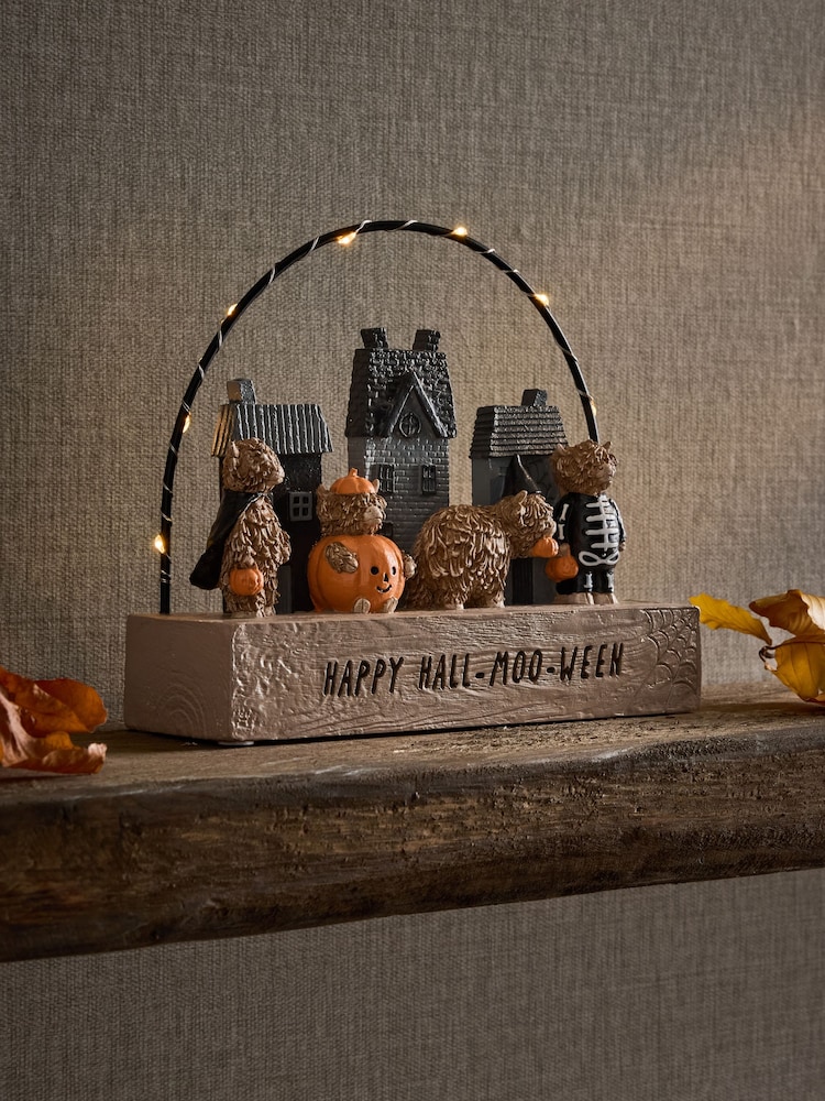 Natural Light Up Hamish the Highland Cow Halloween Decoration - Image 1 of 3 Natural Light Up Hamish the Highland Cow Halloween Decoration - Image 1 of 3