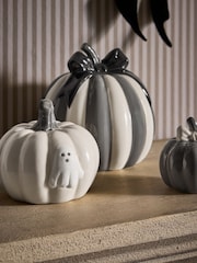 Set of 3 Ceramic Pumpkins Halloween Decorations - Εικόνα 2 του 3