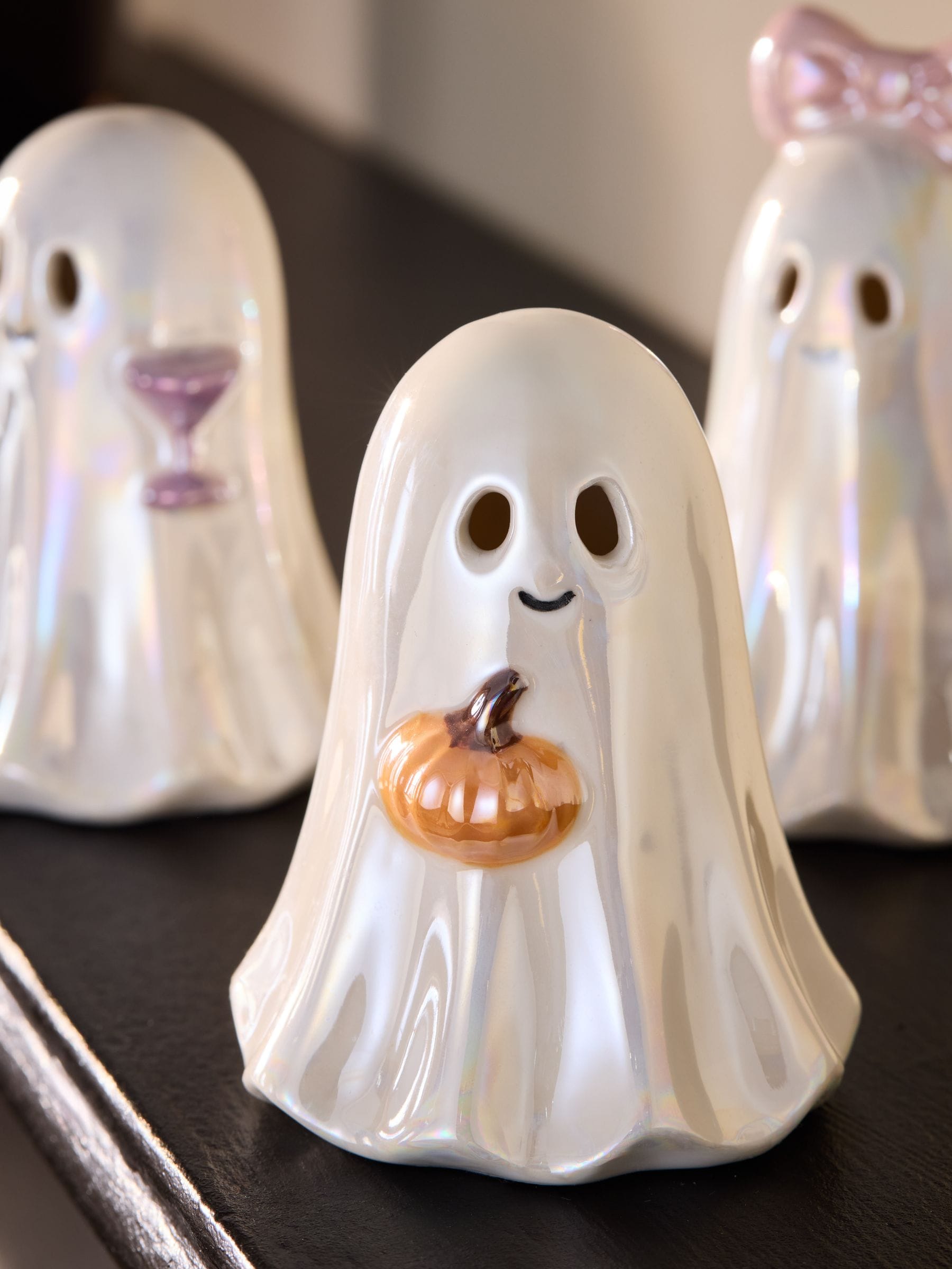 Buy Set of 3 White Ceramic Ghosts Halloween Decoration from Next USA