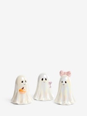 Set of 3 White Ceramic Ghosts Halloween Decoration - Image 3 of 3