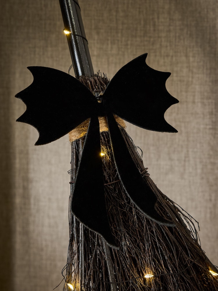 Black Light Up Broom Large Halloween Decoration - Image 2 of 2 Black Light Up Broom Large Halloween Decoration - Image 2 of 2