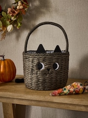 Grey Cute Cat Halloween Trick or Treat Basket - Image 2 of 4