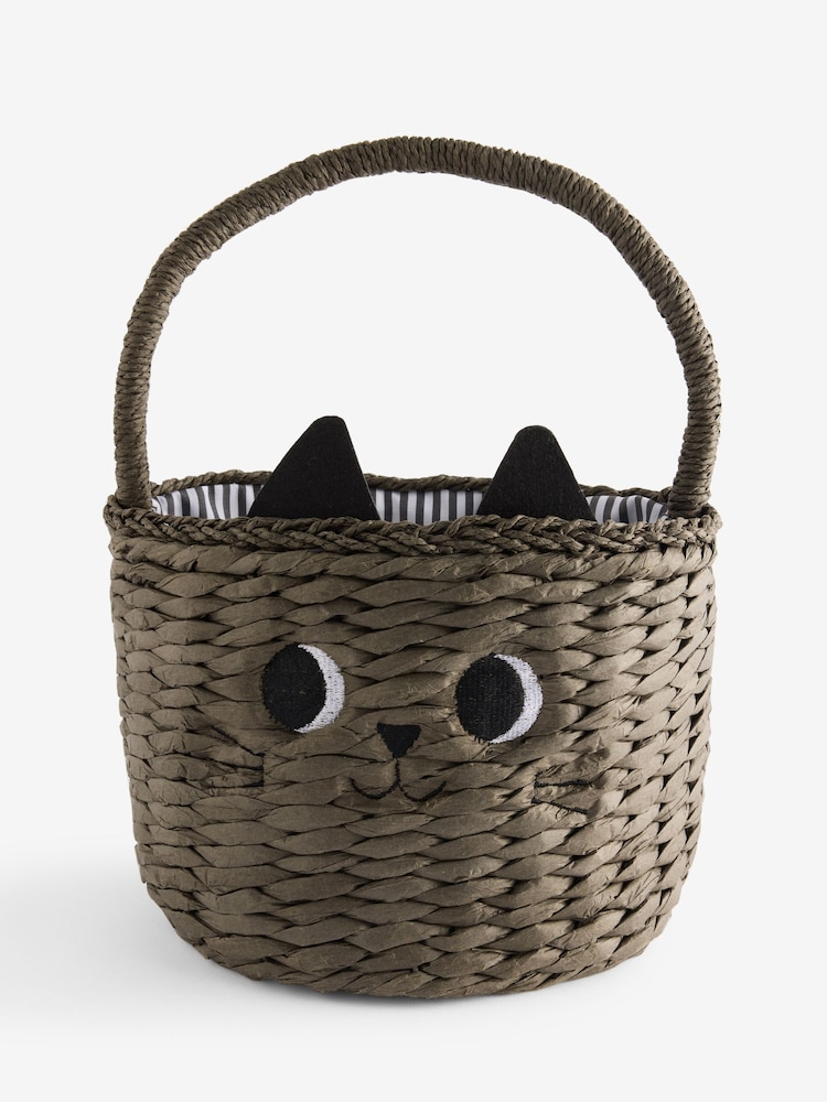 Grey Cute Cat Halloween Trick or Treat Basket - Image 4 of 4